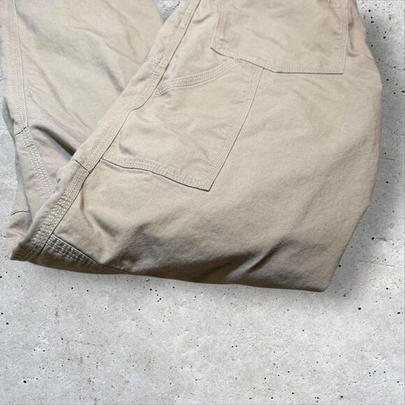 L.L.Bean Men’s Canvas Work Pants Tan 33x32 Reinforced Knees Utility Pockets - Picture 6 of 13